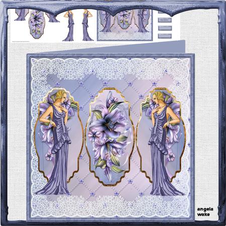 Lady and Winter Lily 8x8 Card Mini Kit