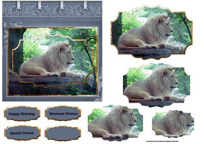 Lion Card with Shaped Layers and Sentiment Tags
