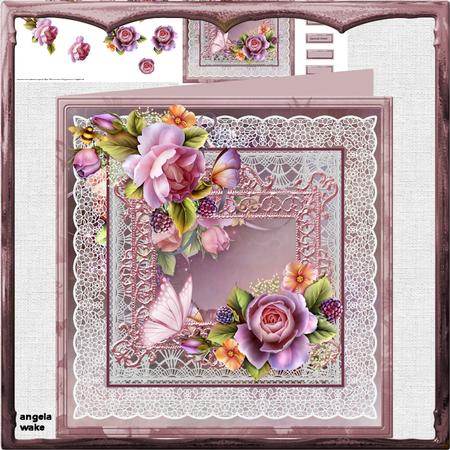 English Rose and Butterfly 8x8 Card Mini Kit