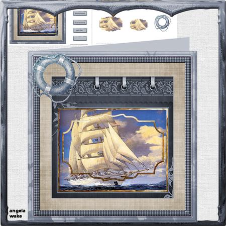 Sailing Ship 8x8 Card with Pyramid Layers