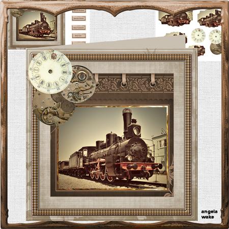 Vintage Steam Train 8x8 Card Mini Kit