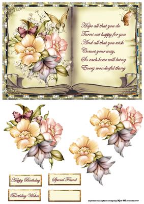 Petal Rose Book Topper with Decoupage