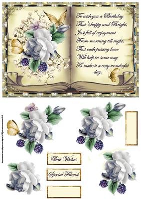 Birthday Rose Book Topper with Decoupage