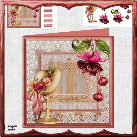 Hats and Fuschias 8x8 Card Mini Kit