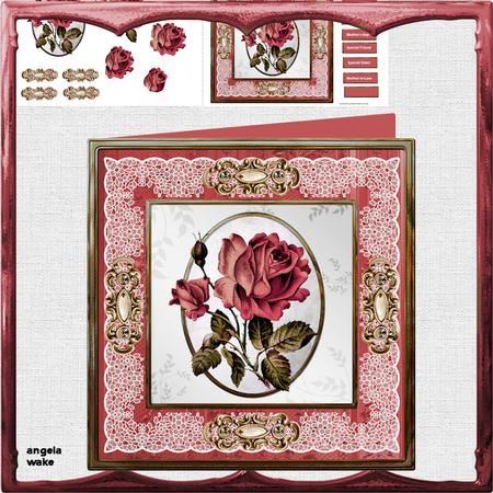 Vintage Red Rose 8x8 Card Mini Kit