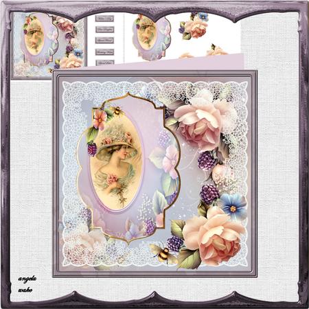 Vintage Lady and Rose 8x8 Card Mini Kit