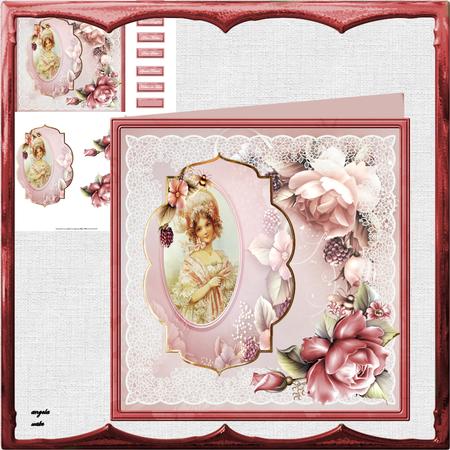 Lady in the Rose Bonnet 8x8 Card Mini Kit