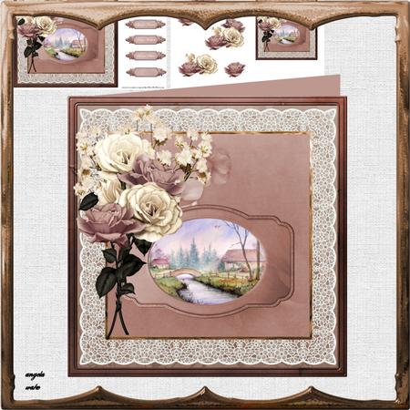 Summer River 8x8 Card Mini Kit with Decoupage