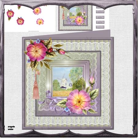 Wild Rose 8x8 Card Mini Kit with Decoupage