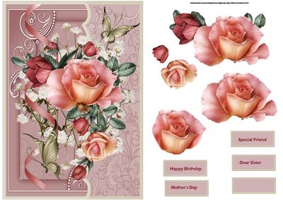 Rose Beauty Card with Decoupage