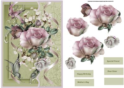 Rose Blush Card with Decoupage