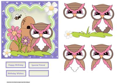 Spring Owl Card with Decoupage