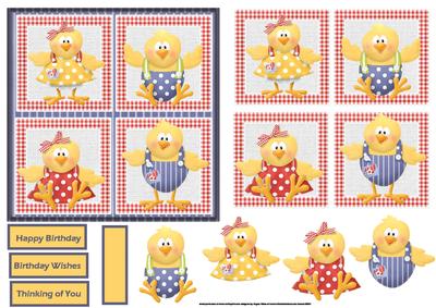 The Hen Family Card with Toppers and Decoupage