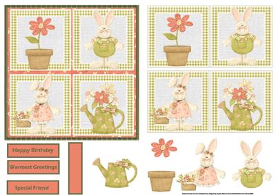 Happy Bunnies Card with Toppers and Decoupage