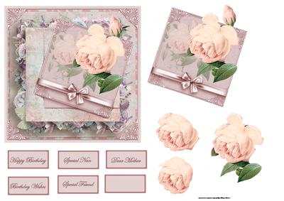 Vintage Rose, Past Times Card with Decoupage