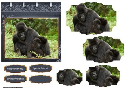 Mother and Son Gorillas Card and Shaped Layers