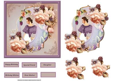 Portrait of a Lady and Rose with Decoupage