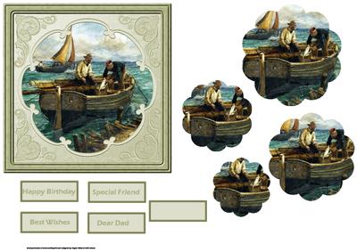 Vintage Fishing Boat Card with Petal Stacker