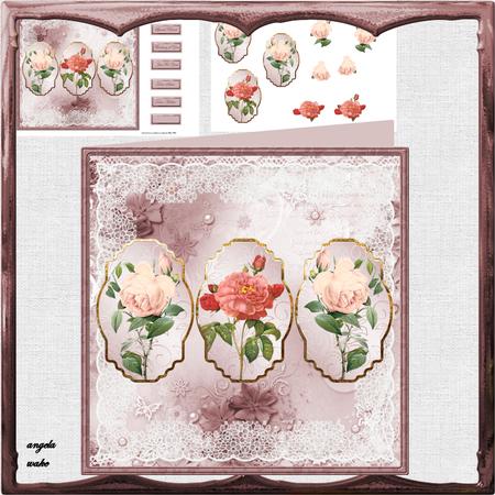 Vintage Rose 8x8 Panel Card Mini Kit