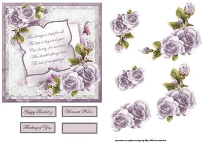 Lilac Rose and Verse Card with Decoupage