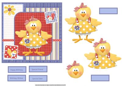 Chickens Hayday Card Front with Decoupage