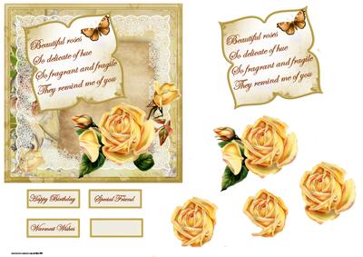 Yellow Rose Card with Decoupage