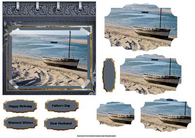 Moored Up on the Beach Card with Shaped Layers