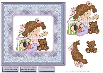 Shopping Girl 7x7 Card with Decoupage