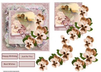 Summer Pansy Card with Decoupage