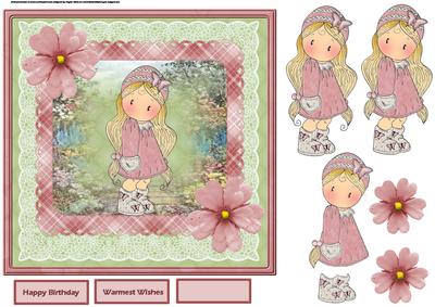 Girl in the Knitted Hat Out Walking 7x7 Card