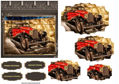 Red Bugatti Car, Card with Stackers