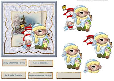 Bear Choir Card with Decoupage