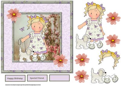 Chloe Butterfly and Her Dog 7x7 Card