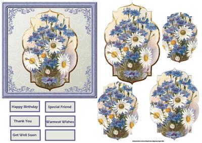 Cornflowers and Daisies Card with Shaped Stackers