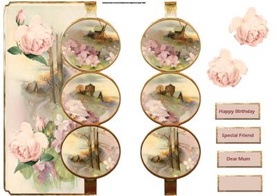 Dog-rose Over the Edge Card with Decoupage