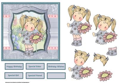 Chloe and a Daisy Card with Decoupage