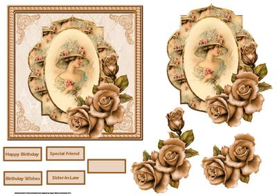 Vintage Lady in the Rose Hat Card