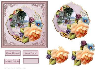 Going to Market with Horse Card with Decoupage