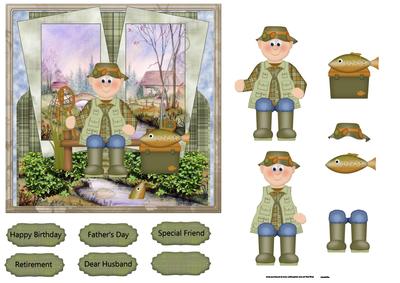 A Lovely Day Fishing Card with Decoupage