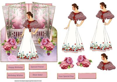 Lady in the Garden Over the Edge Card