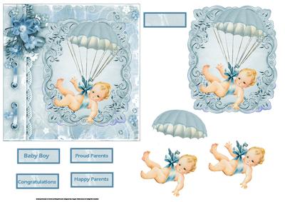 Vintage Baby Boy Card with Topper