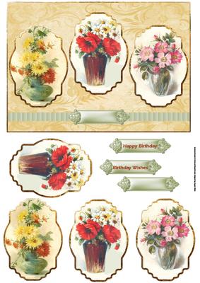 Flower Vase Panel Card with Toppers