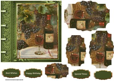 A Red Vintage Wine and Grapes