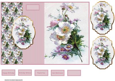 White Poppy Fold Back Card and Toppers