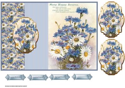 Cornflowers Fold Back Card