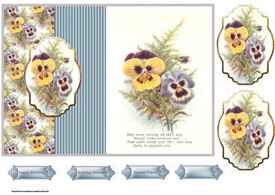 Pansy Fold Back Card with Toppers