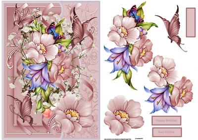 Floral Spray and Butterfly Card with Decoupage