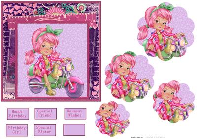 Biker Girl Card with Petal Stackers