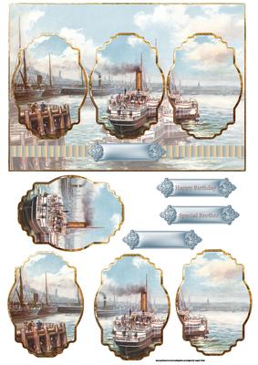 Irish Ferry Card with Panels and Sentiment Tags