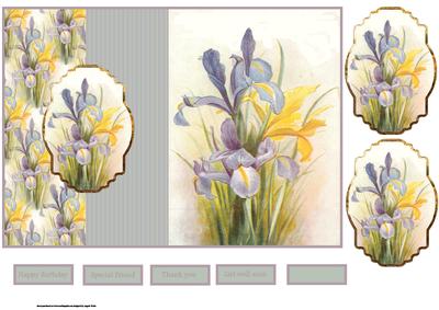 Lilac Iris Fold Back Card with Toppers